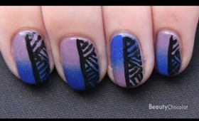 Ombre and Weaved Lines Nail Art Tutorial