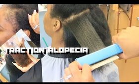 Detailed Silk Press On natural hair! Traction AlopeciaTreatment! BY cyn doll