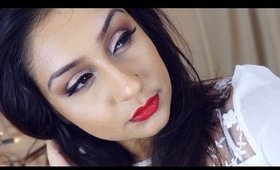 Red lip holiday makeup tutorial for Indian Olive Medium Tanned skin tones || Raji Osahn