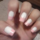 Pink and White Oval Nails