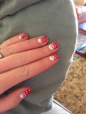 Red with white dots. 