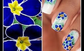Unha Decorada Flor Azul
