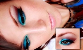 Niebiesko bordowy makijaż w stylu Arabic