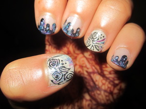 Galaxy drip nails w/ flowers.
& henna on my hand!