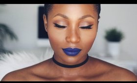 BLUE LIPS & BOLD LINER MAKEUP TUTORIAL