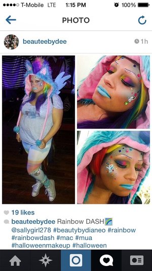 Rainbow dash inspired makeup..,my little pony.. Halloween 2014

Makeup by Diana O. Exquisite salon NJ