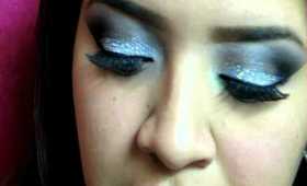 New Years Eve Glitter Makeup Tutorial Black (Green & Silver Glitter)