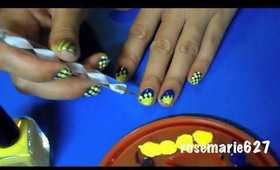 GO CHARGERS! Interlocking Dot Nail Tutorial