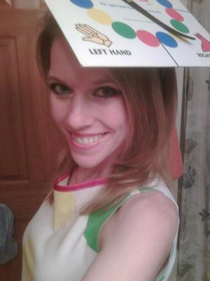 getting ready to handy out candy kids! they enjoyed my outfit haha though some had no idea what twister was :P