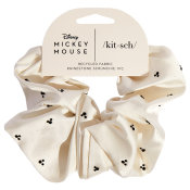 Kitsch Kitsch & Mickey and Minnie Recycled Fabric Rhinestone Scrunchie Cream