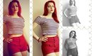 OOTD - pinup striped crop top and high waisted shorts rockabilly