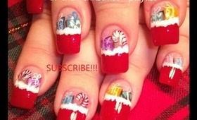 Christmas Stocking filled with Presents and Candy Canes: robin moses nail art tutorial 533