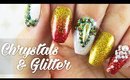 Chrystals & Glitter Christmas nail art