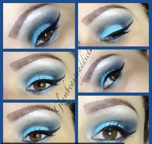 Blue eyeshadow with black wing...