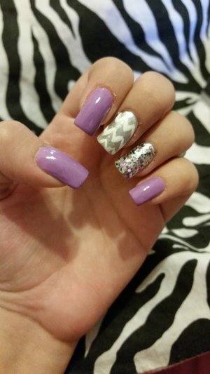  Essie nail polish 
purple , silver, glitter, chevron 

