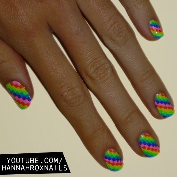 Rainbow Pixel Nails | Hannah L.'s (hannahroxit) Photo | Beautylish