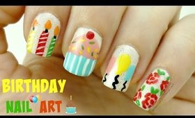 🎂 Happy Birthday Nail Art Design! Candles, Balloons, Cupcake and Roses