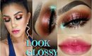 💦Maquillaje Efecto mojado /🌊 Glossy Makeup tutorial | auroramakeup