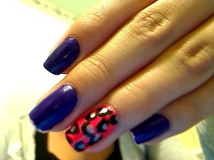 Purple and Cheetah Nails
