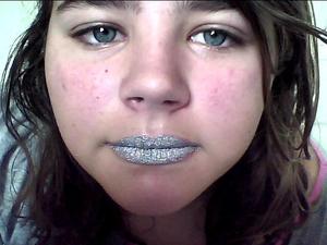 silver glittery lips