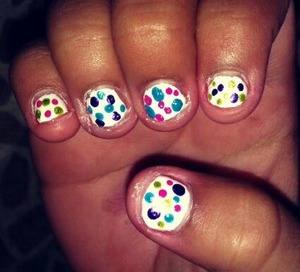 I did a white base and got polkadot happy with bright colors! :)