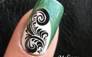 Konad Stamping Nail Art Tutorial Jade Feather Nail Design Easy Simple for Long Nails Image Plate A48