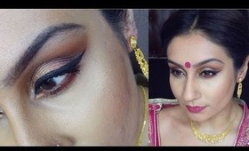 GRWM:Devdas classic indian gold pink smokey tutorial medium tan olive skin || Raji Osahn