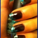 Dark nail with some glitter 