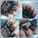 Black And Silver Speckled Nails