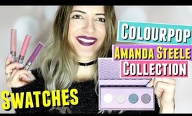 Colourpop x Amanda Steele Collection Swatches, Amanda Steele Colourpop Jiffy, Colourpop Chaps & Hack