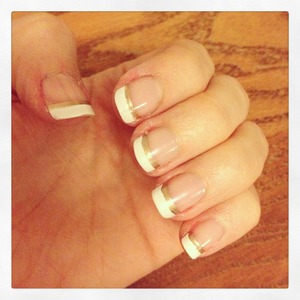 French manicure with a gold twist