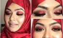 Pohela Boishakh Inspired Red Glitter Eyeshadow Tutorial