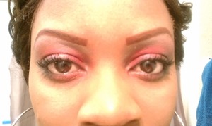 You can't really see the details but the eye shadow was very Red...