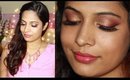 Golden Blushed Indian Makeup & Hairstyle For KarvaChauth/Diwali