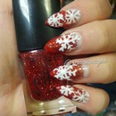 Christmas Red Glitter & Snowflakes