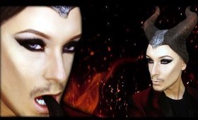 Sexy Demon Makeup Tutorial - Black Smoky Eyes & Maleficent Horns (Halloween 2015)