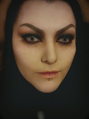 A vampy look I did on the fly with contouring and a red to flesh ombre lip.