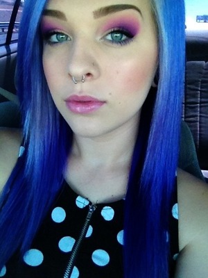 Went for some purple eyeshadow today to match my purple hair that somehow looks blue in this picture?