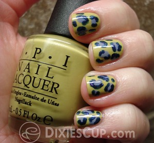 Freehand Leopard Print using OPI Don't Talk Bach To Me. 

Visit my blog at DixiesCup.com for more details and photos. 