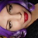 Purple Clip Ins And Red Lips.
