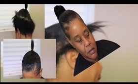 How to do a sleek ponytail on short transitioning  hair Feat. Aliballad| CynDoll