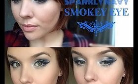 Sparkly Navy Smokey Eye Look