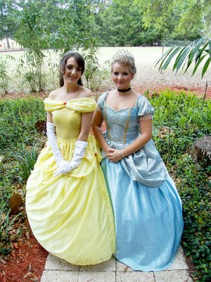 Belle and Cinderella Hair and Makeup by me. :)