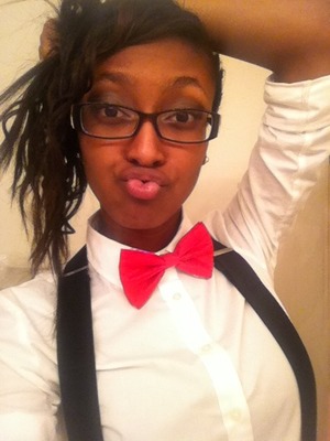 Suspenders, bowtie, wearing nerd girl :D