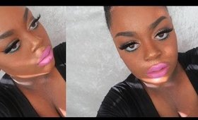 Spring Makeup POP of teal with bright pink lips