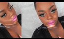 Spring Makeup POP of teal with bright pink lips