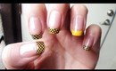 Halloween Nails: Yellow Fishnet French Tips