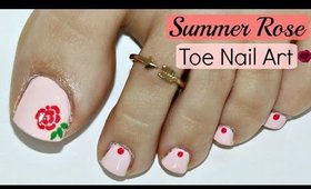 Summer Rose Toe Nail Art Design!