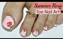 Summer Rose Toe Nail Art Design!