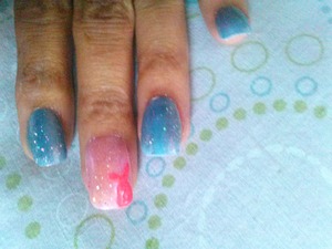 Pink Ribbon nails
iredescent colors